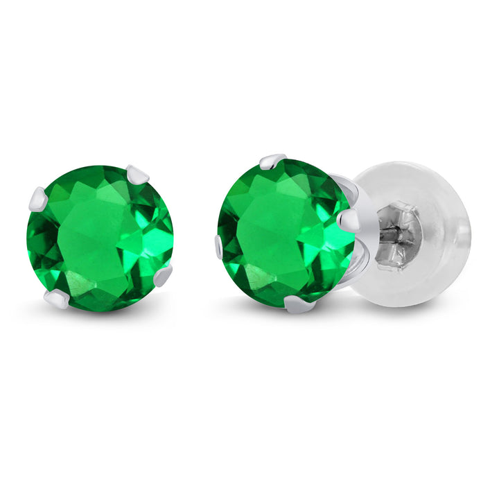 Nano Emerald - May_Earrings in 14K White Gold
