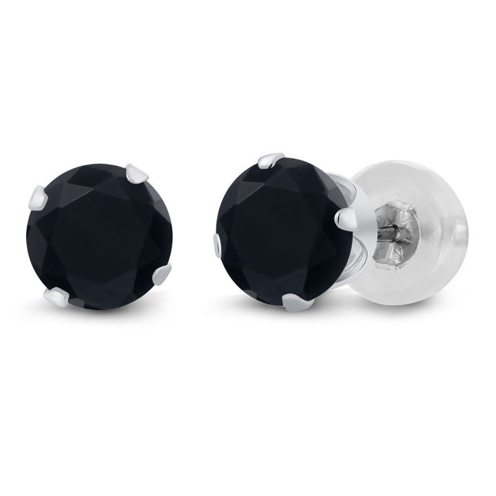 Onyx - December_Earrings in 14K White Gold