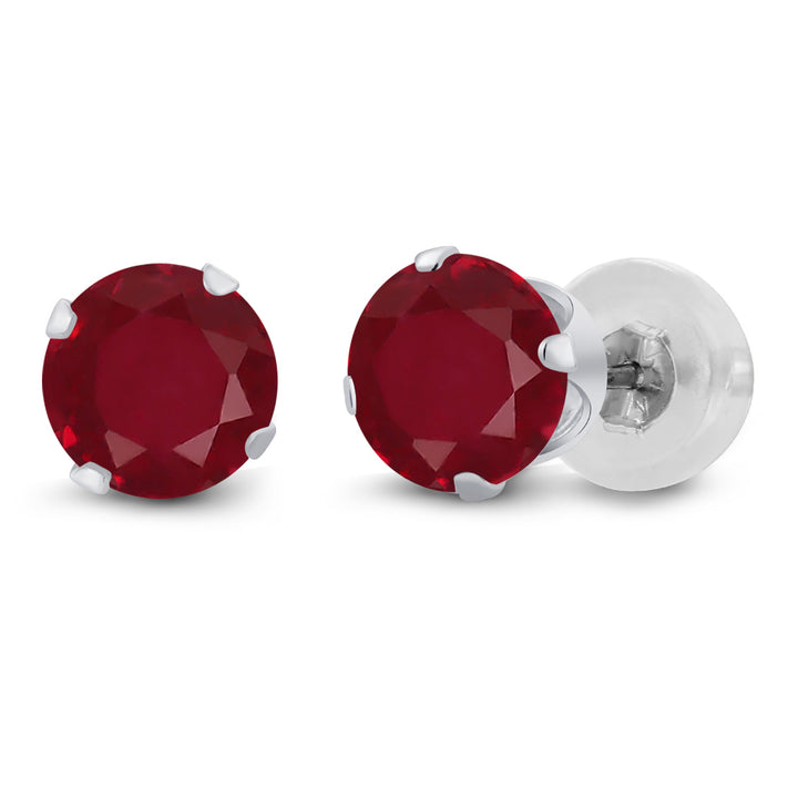 Ruby - July_Earrings in 14K White Gold