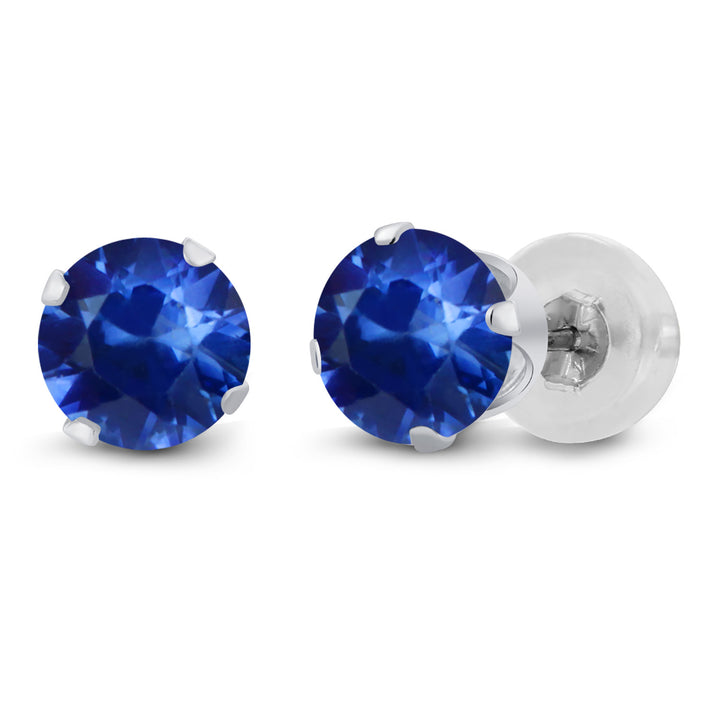 Blue Sapphire - September_Earrings in 14K White Gold