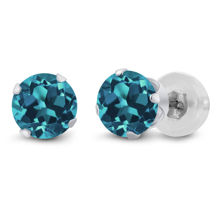 London Blue Topaz - November_Earrings in 14K White Gold