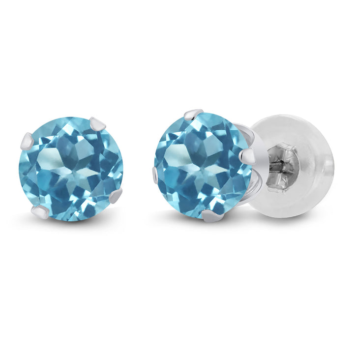 Swiss Blue Topaz - November_Earrings in 14K White Gold