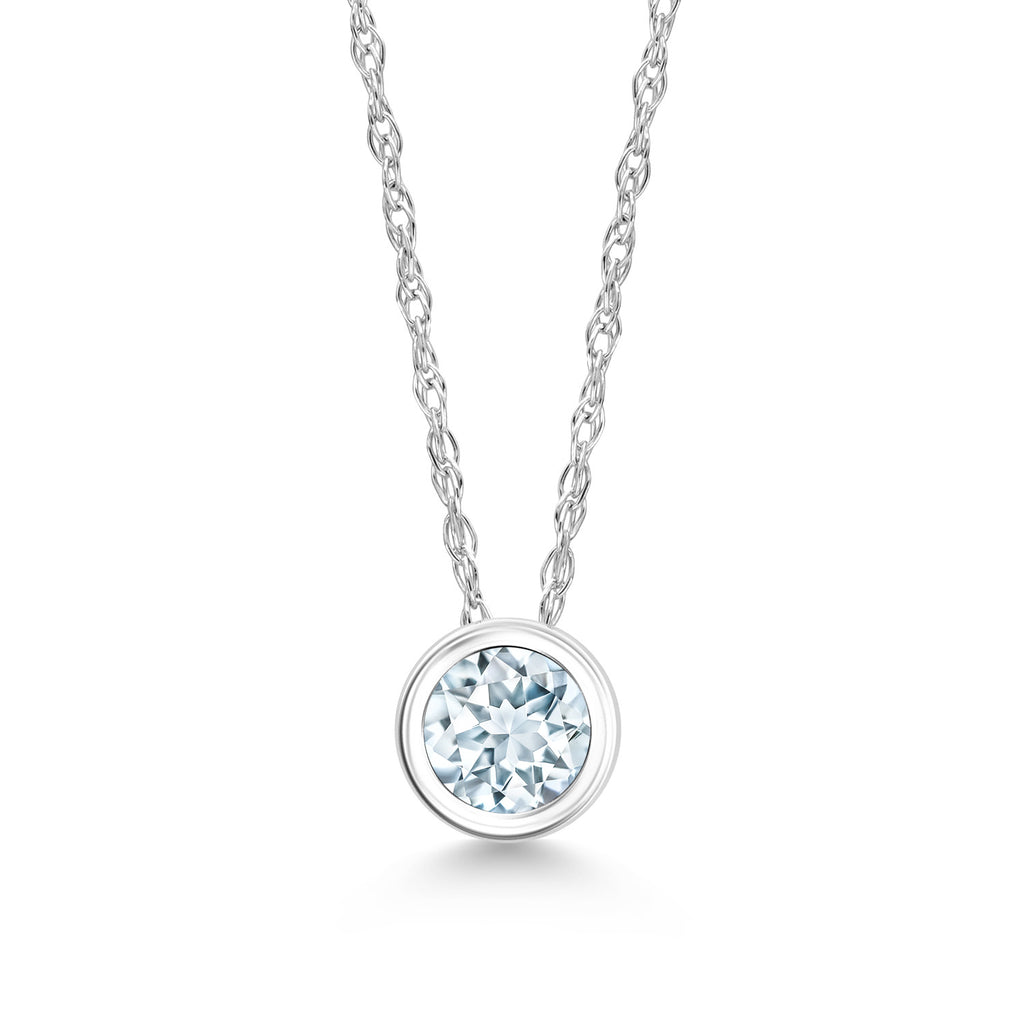 Aquamarine - March_Pendant in 14K White Gold