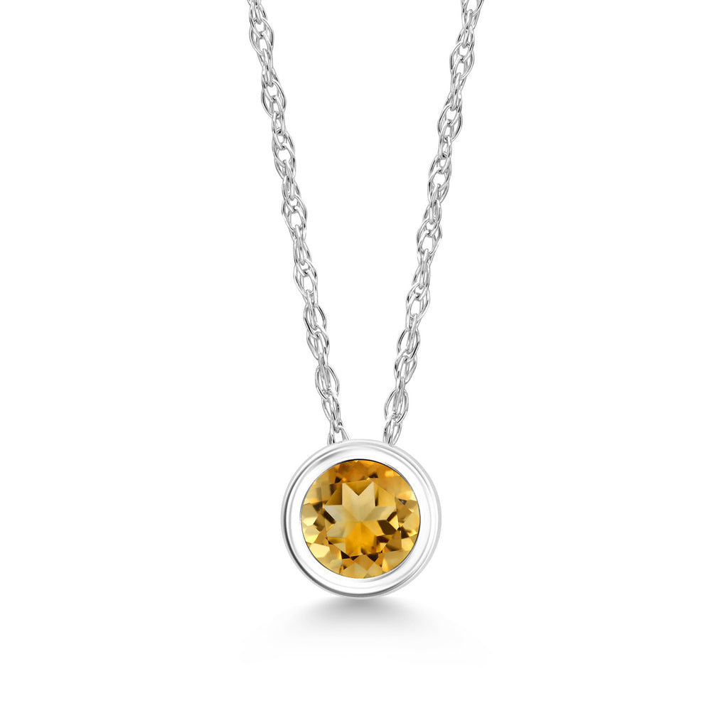 Citrine - November_Pendant in 14K White Gold