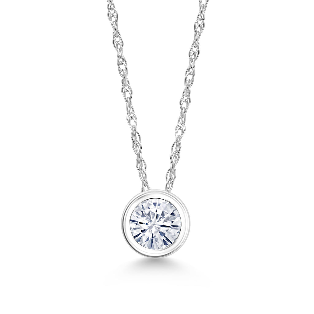 White Moissanite - April_Pendant in 14K White Gold
