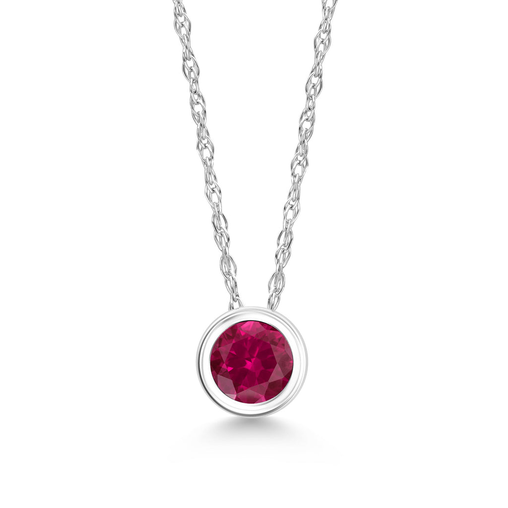 Created Ruby - July_Pendant in 14K White Gold