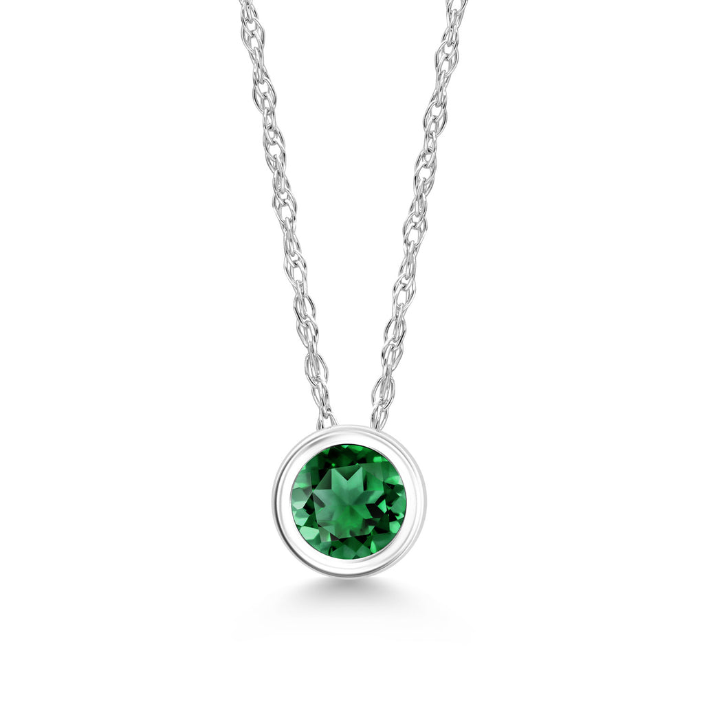 Nano Emerald - May_Pendant in 14K White Gold