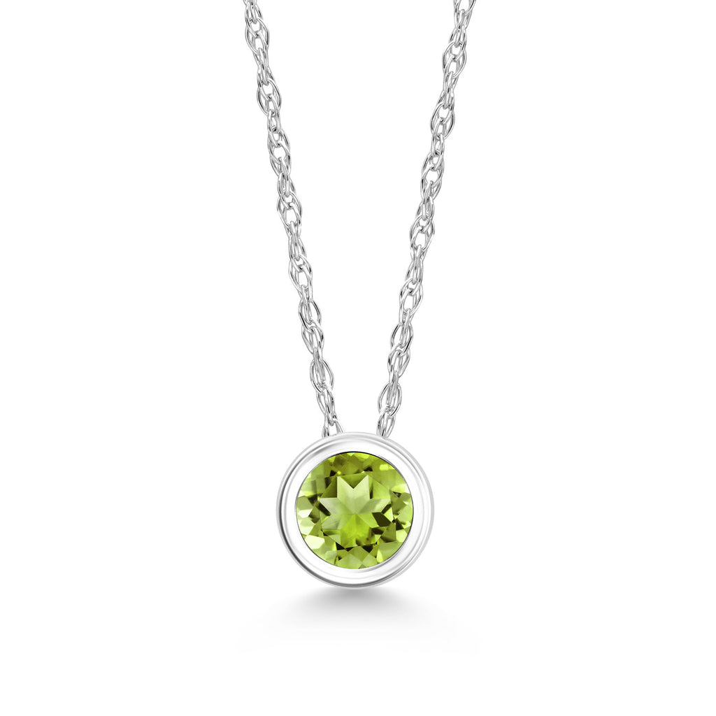 Peridot - August_Pendant in 14K White Gold