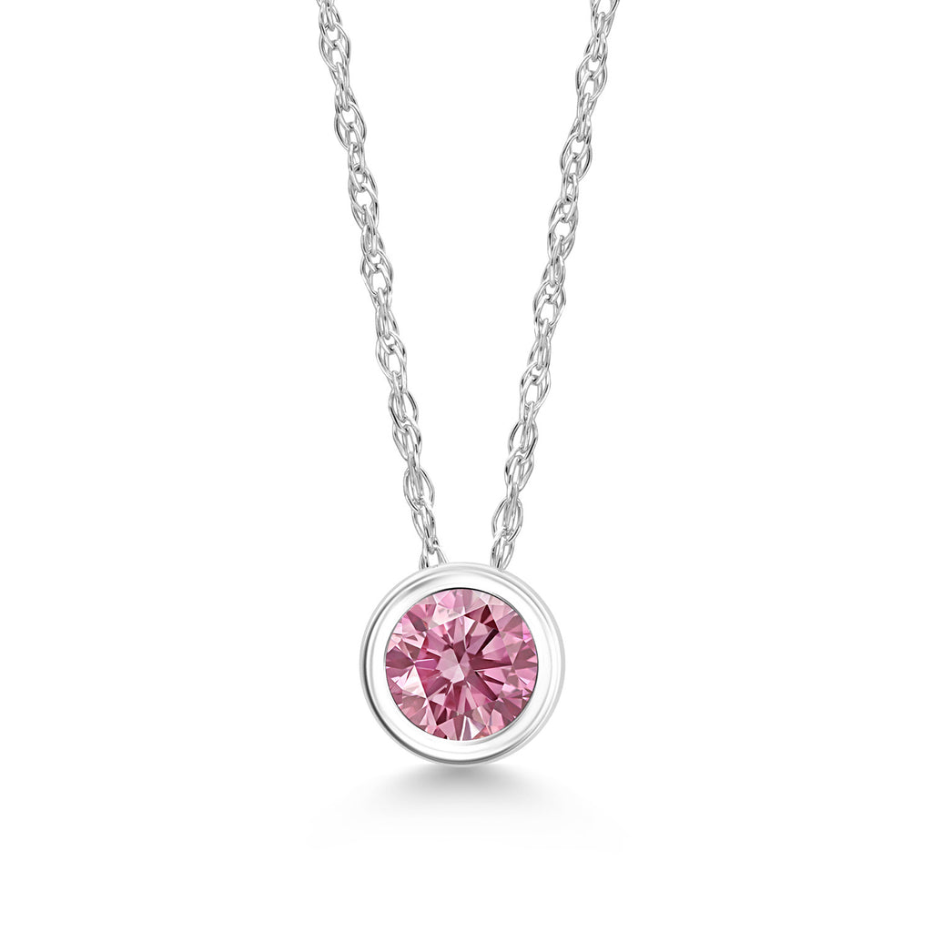 Pink Lab Grown Diamond - April_Pendant in 14K White Gold