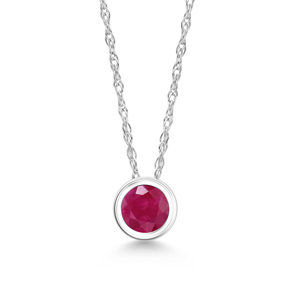 Ruby - July_Pendant in 14K White Gold