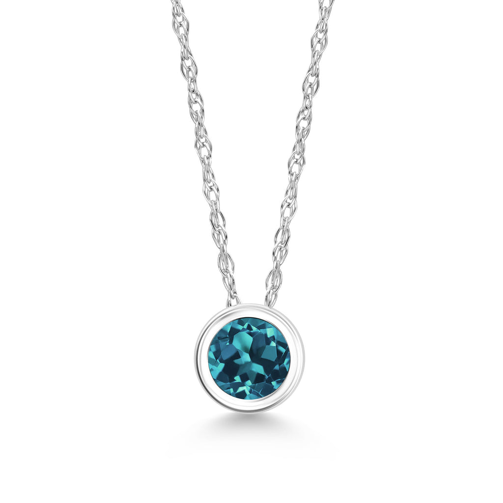 London Blue Topaz - November_Pendant in 14K White Gold