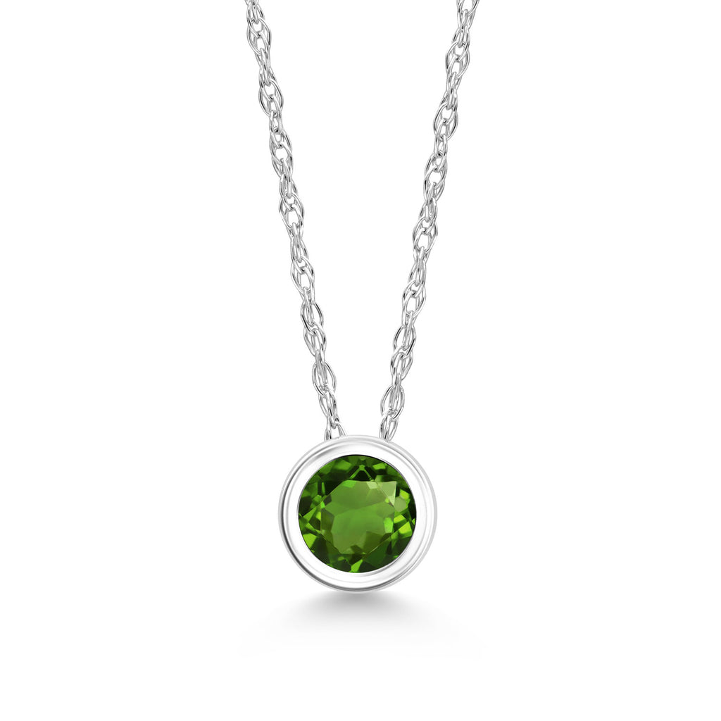 Green Tourmaline - October_Pendant in 14K White Gold