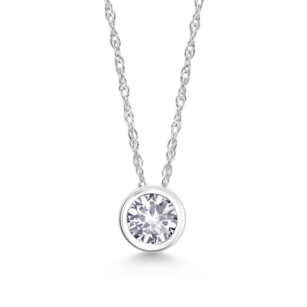 White Created Sapphire - September_Pendant in 14K White Gold