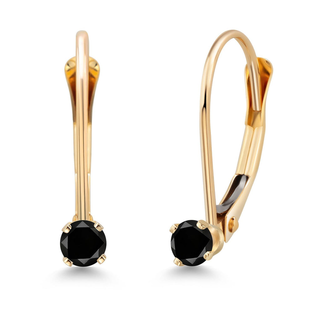 Gem Stone King 14K Yellow Gold Gemstone Birthstone Leverback Drop Dangle Earrings For Women | Round 2.5MM | Fine Jewelry for Her Mom Anniversary Wedding