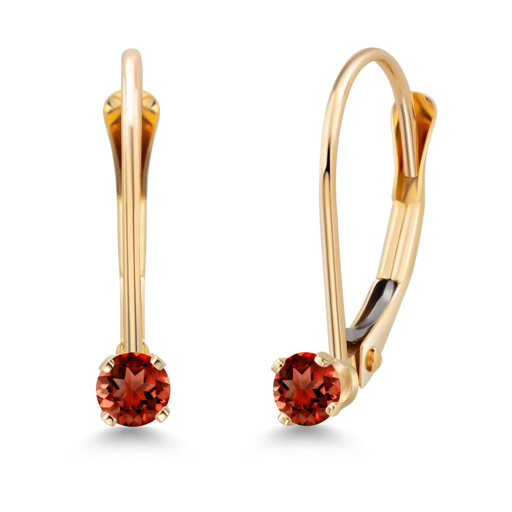 Gem Stone King 14K Yellow Gold Gemstone Birthstone Leverback Drop Dangle Earrings For Women | Round 2.5MM | Fine Jewelry for Her Mom Anniversary Wedding