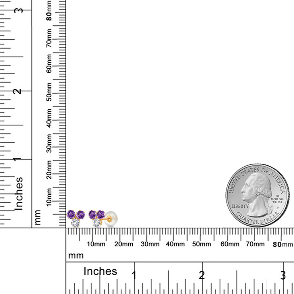 Purple and White_Earrings in 14K Yellow Gold