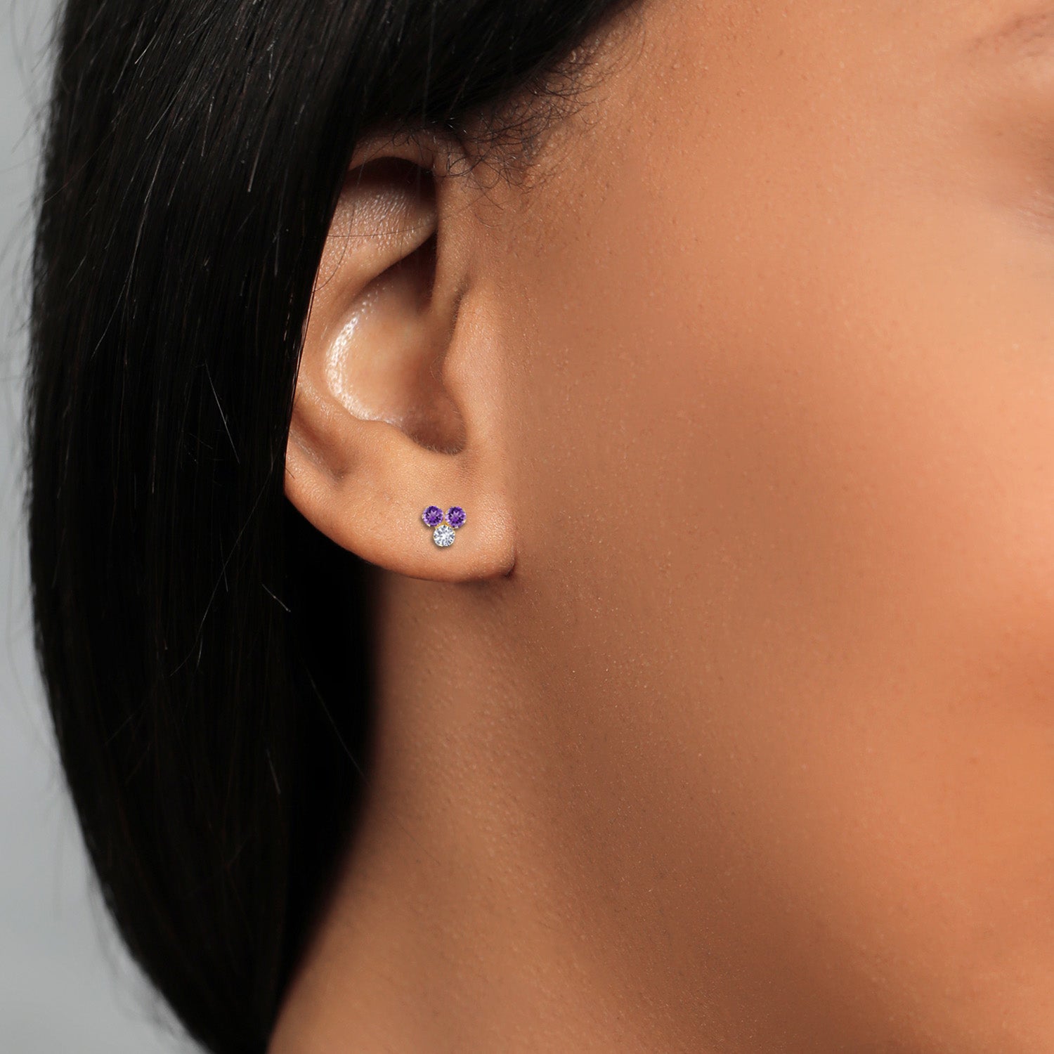 Purple and White_Earrings in 14K Yellow Gold