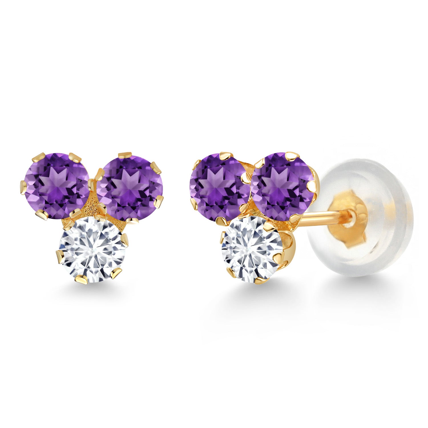 Purple and E - F_Earrings in 14K Yellow Gold