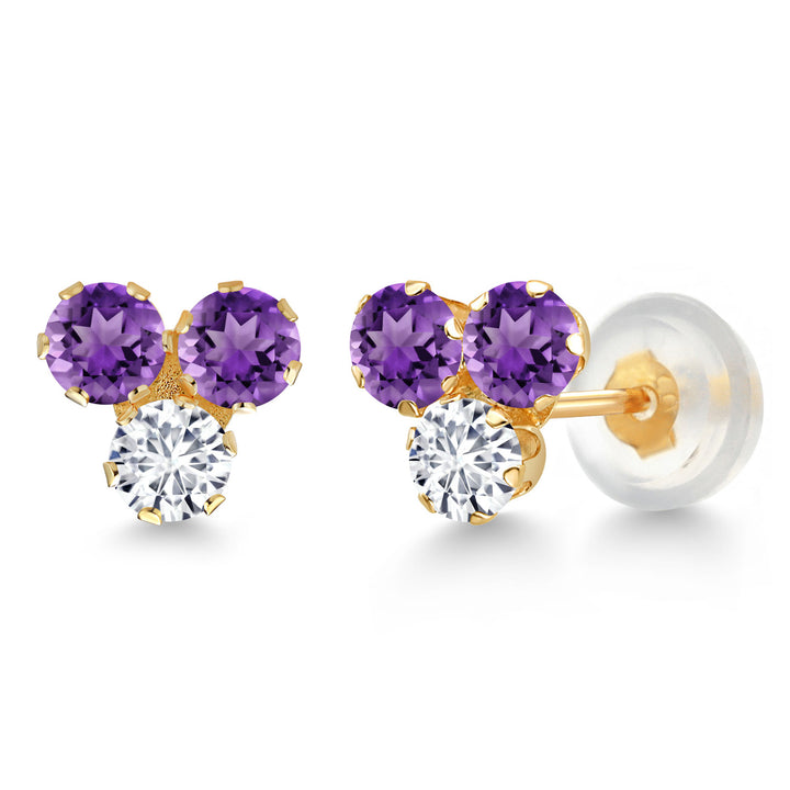 Purple and E - F_Earrings in 14K Yellow Gold
