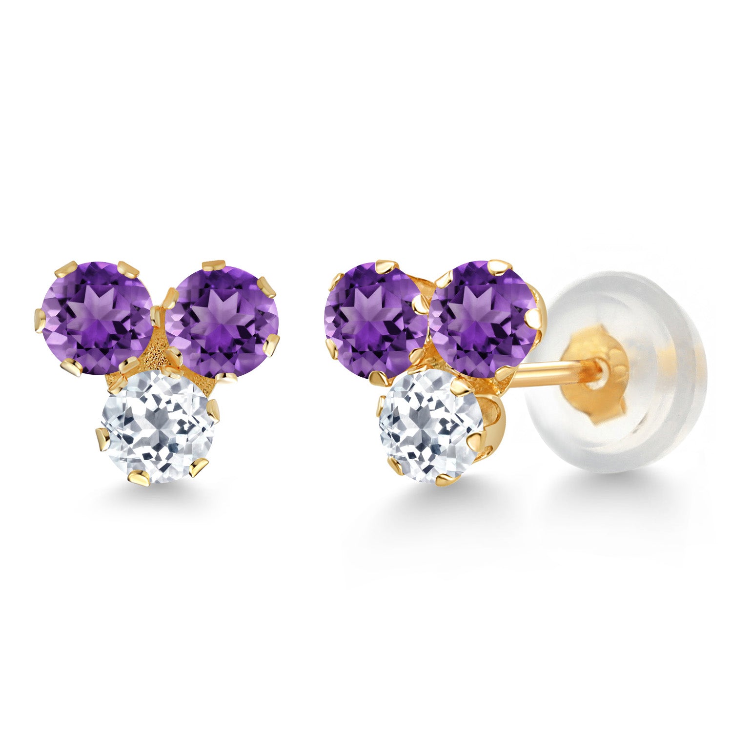 Purple and White_Earrings in 14K Yellow Gold