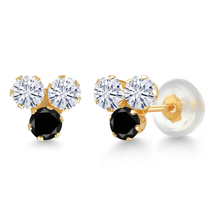 Very Light (IJK) and Black_Earrings in 14K Yellow Gold