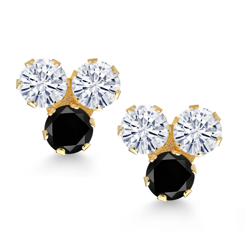 Very Light (IJK) and Black_Earrings in 14K Yellow Gold