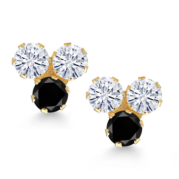 Very Light (IJK) and Black_Earrings in 14K Yellow Gold