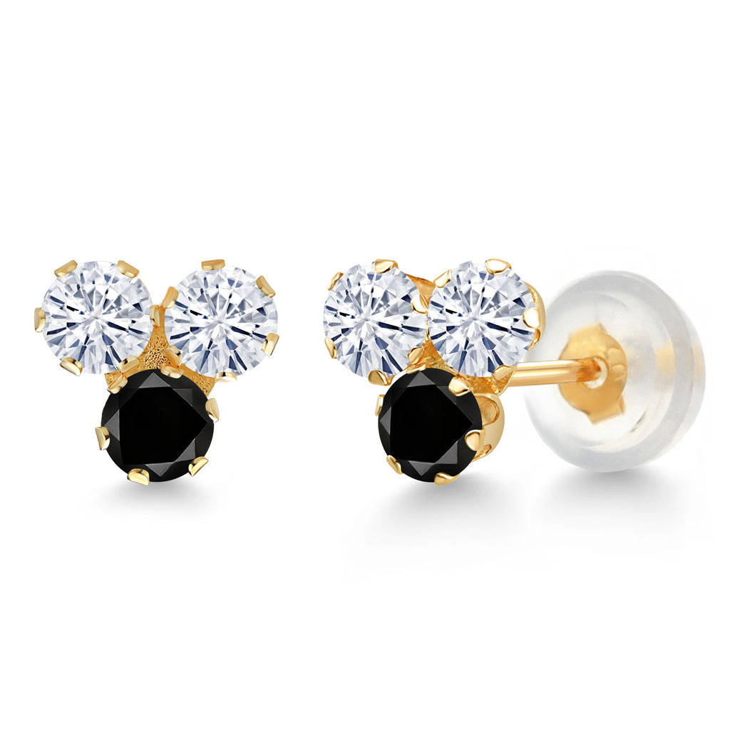 White Moissanite - April_Earrings in 14K Yellow Gold