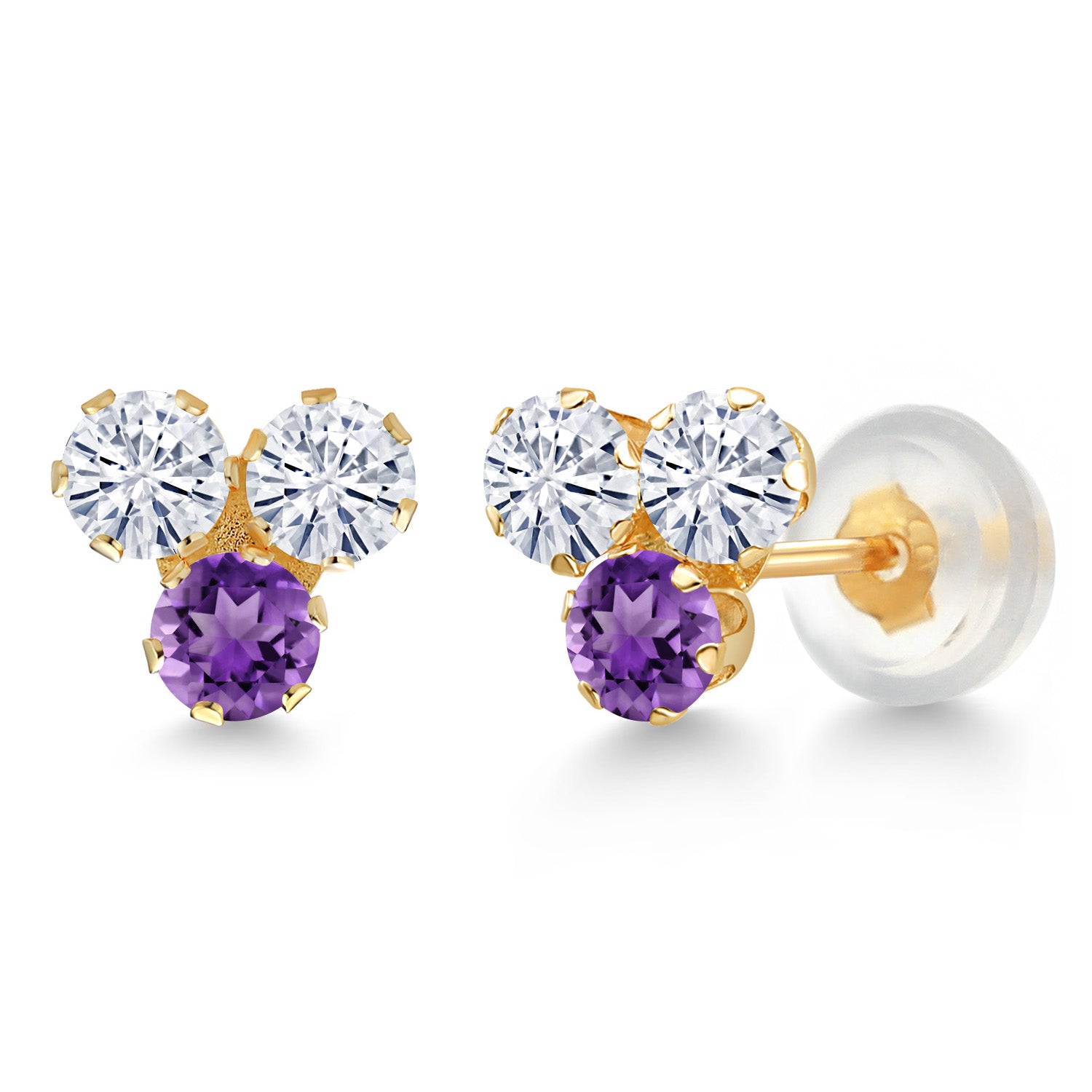 Near Colorless (GH) and Purple_Earrings in 14K Yellow Gold