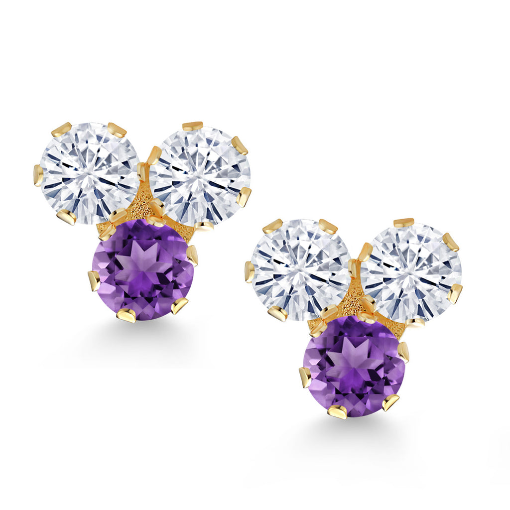 Near Colorless (GH) and Purple_Earrings in 14K Yellow Gold
