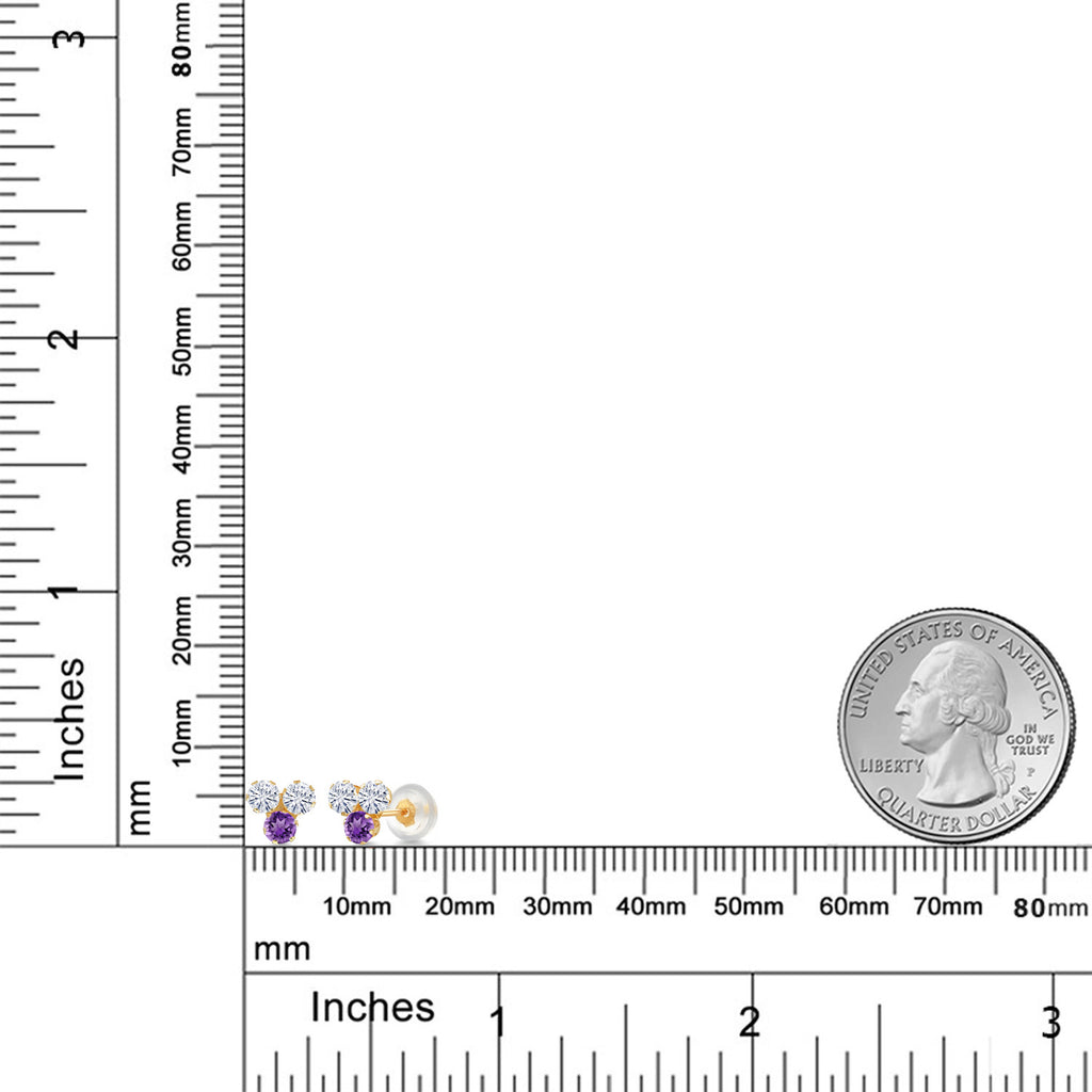 Near Colorless (GH) and Purple_Earrings in 14K Yellow Gold