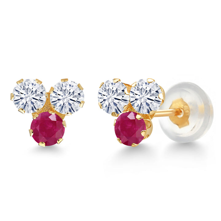 Ruby - July_Earrings in 14K Yellow Gold