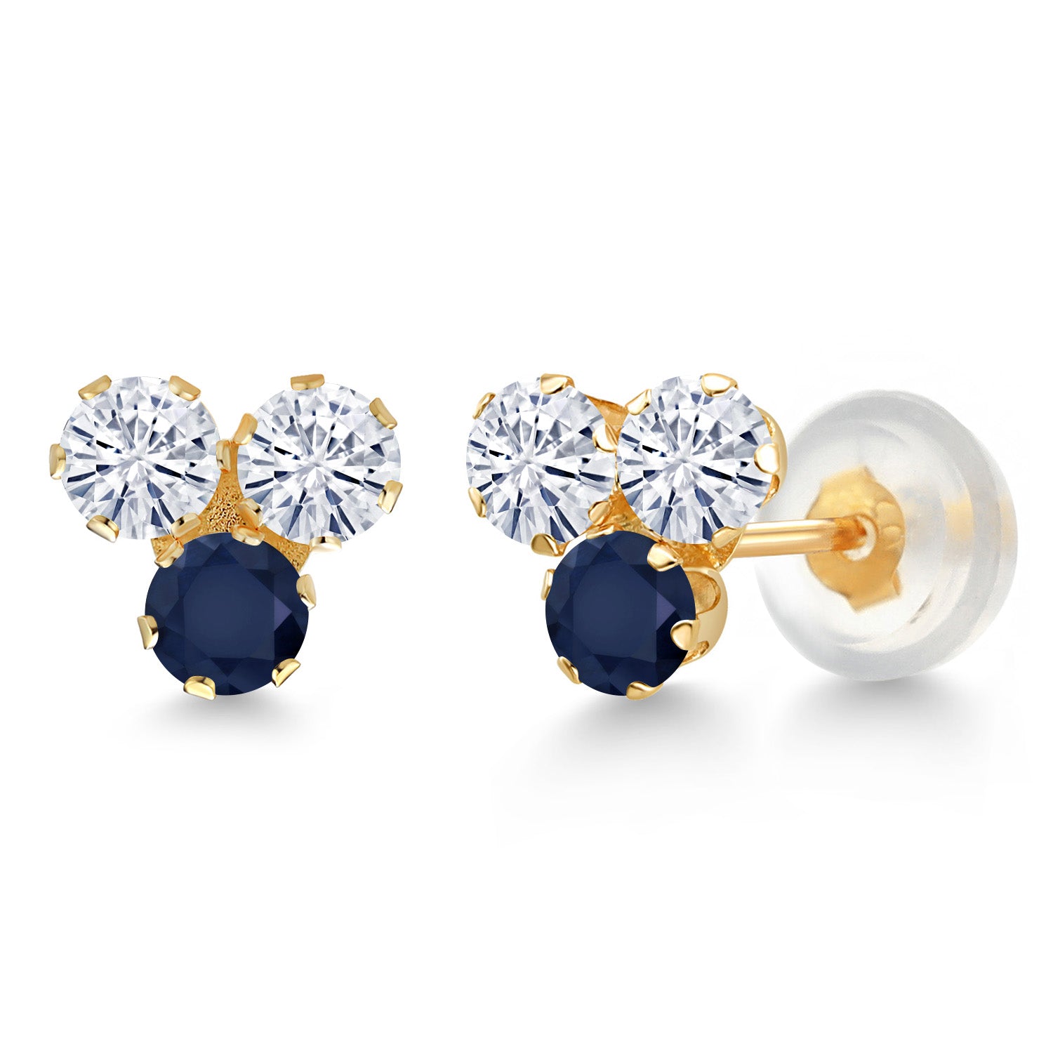 Near Colorless (GH) and Blue_Earrings in 14K Yellow Gold