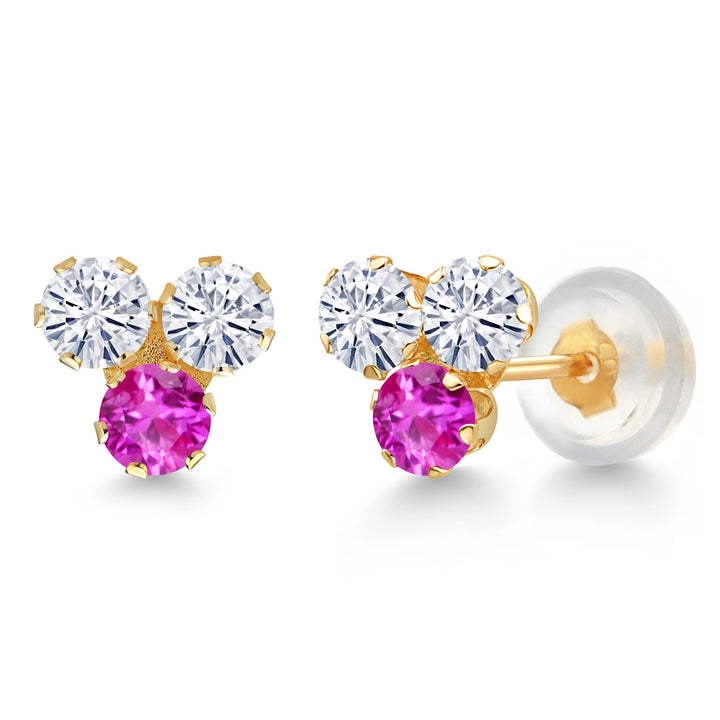 Pink Sapphire - September_Earrings in 14K Yellow Gold