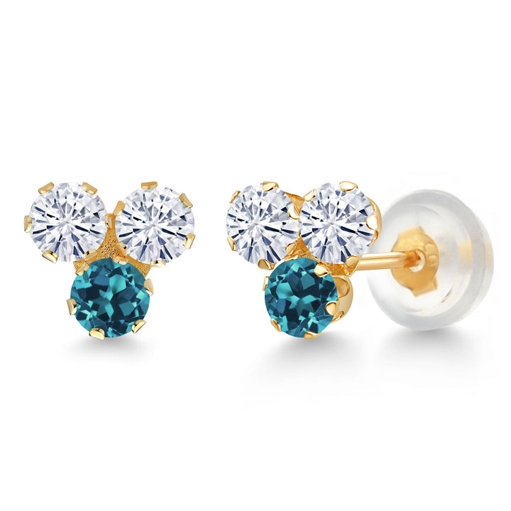 London Blue Topaz - November_Earrings in 14K Yellow Gold