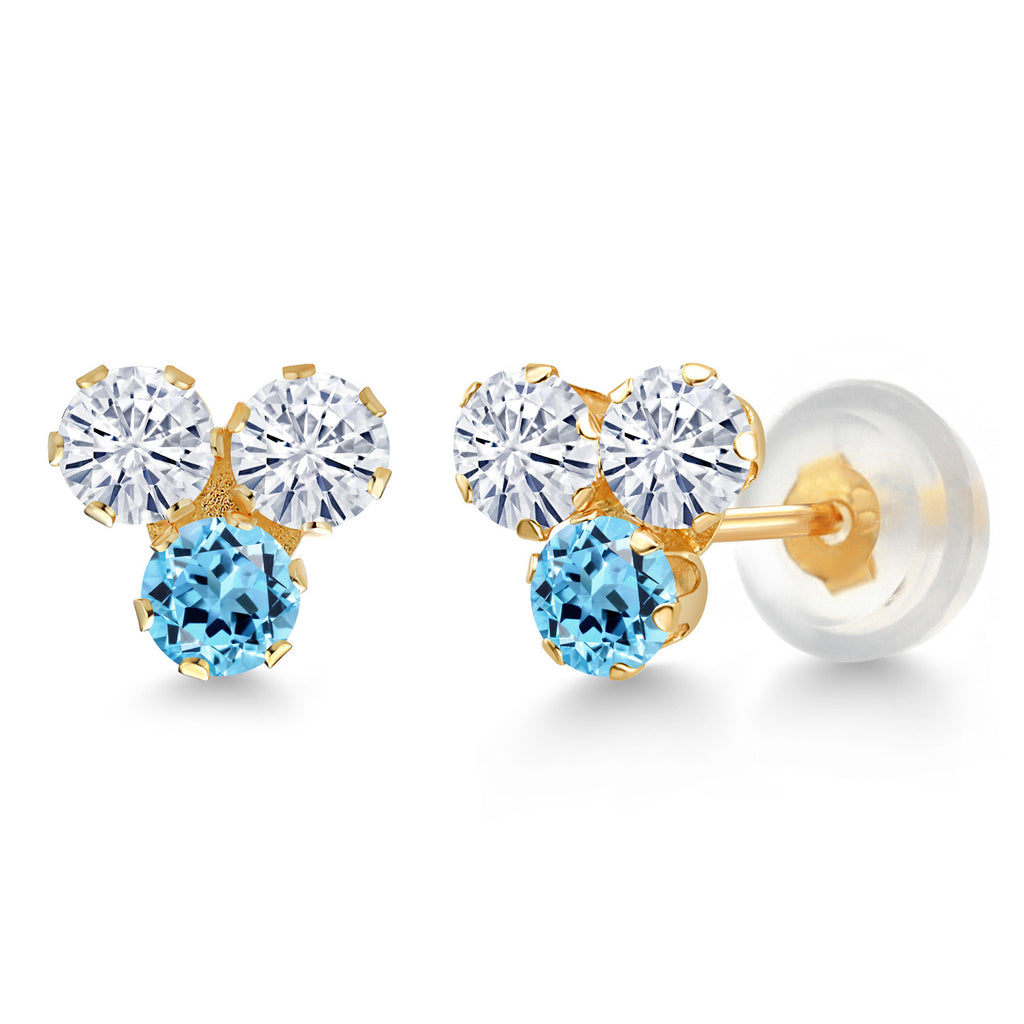 Swiss Blue Topaz - November_Earrings in 14K Yellow Gold