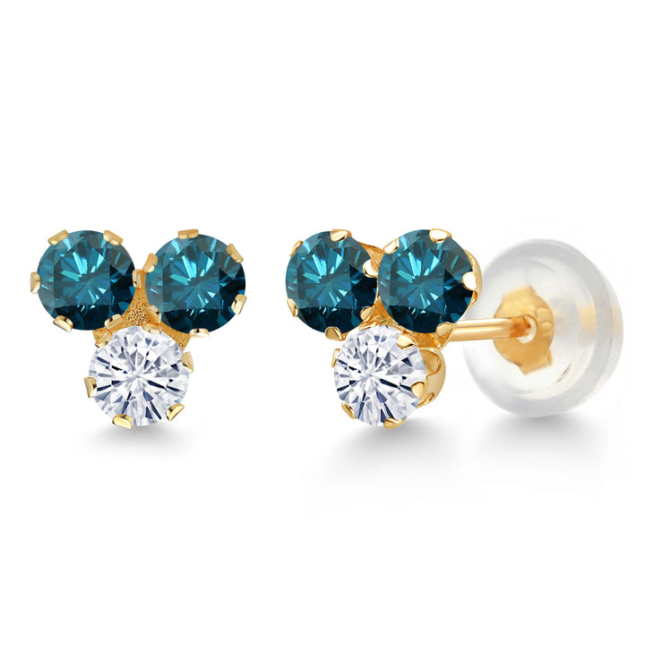 Blue Diamond - April_Earrings in 14K Yellow Gold