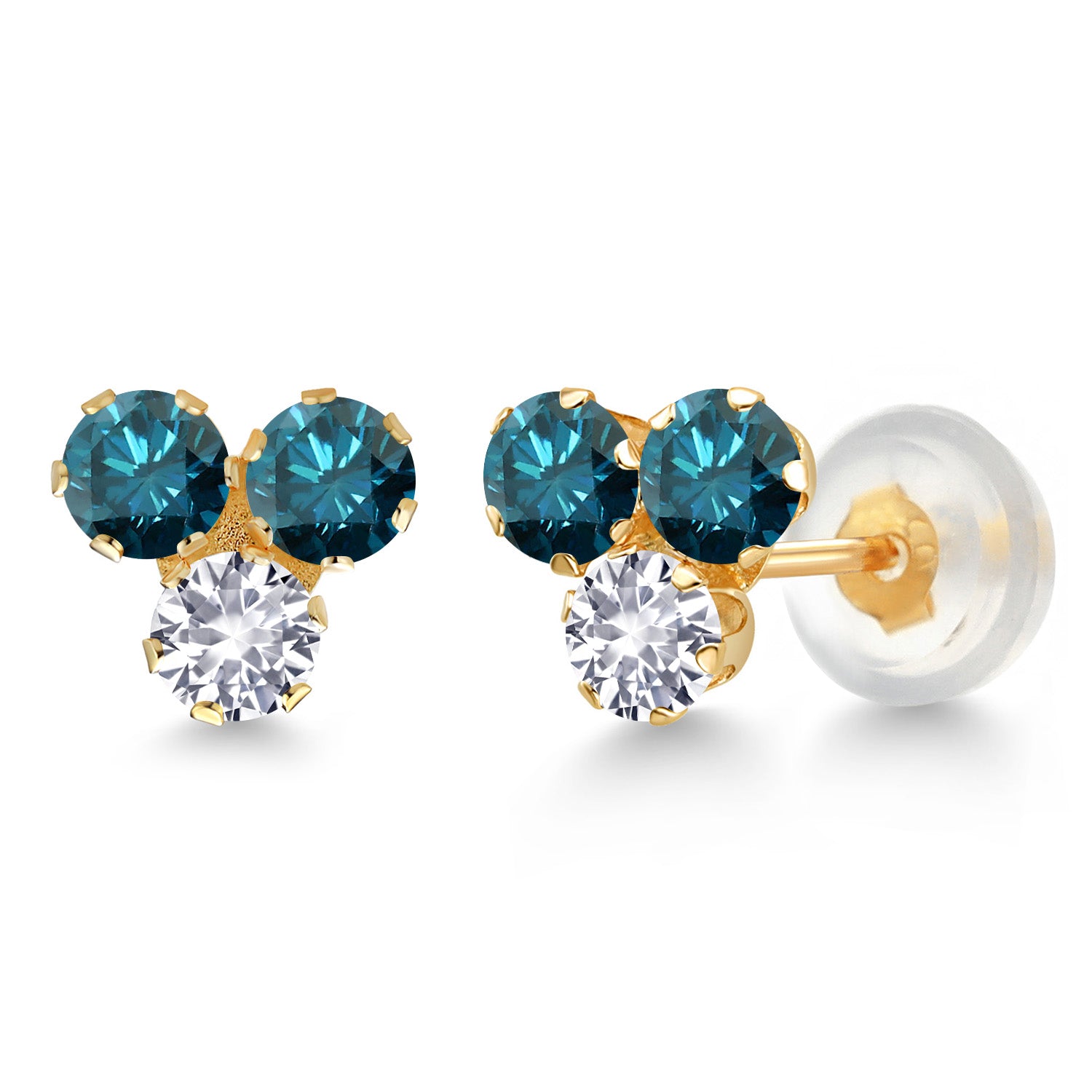 Blue Diamond - April_Earrings in 14K Yellow Gold