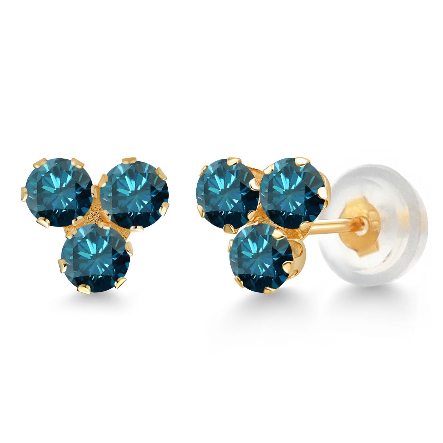 Blue Diamond - April_Earrings in 14K Yellow Gold