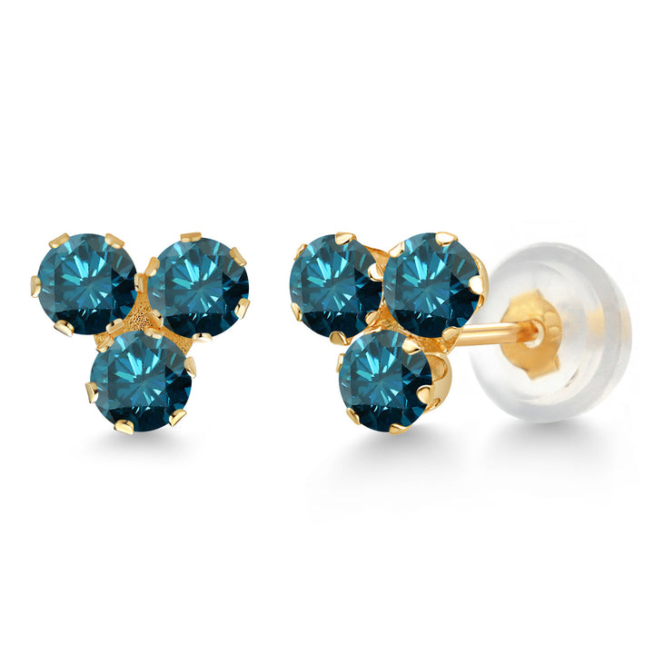 Blue Diamond - April_Earrings in 14K Yellow Gold