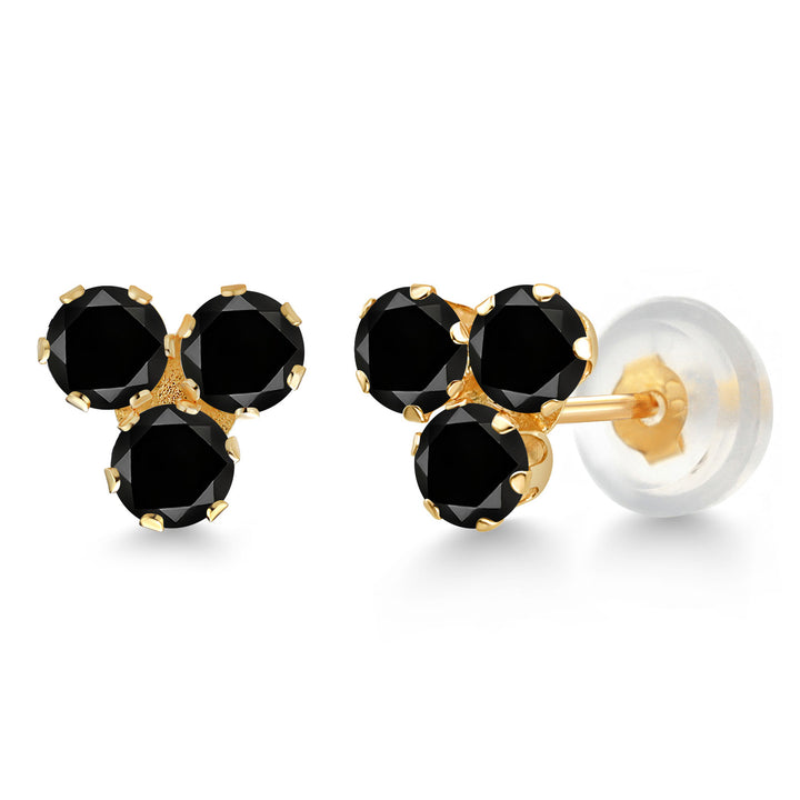 Black Diamond - April_Earrings in 14K Yellow Gold