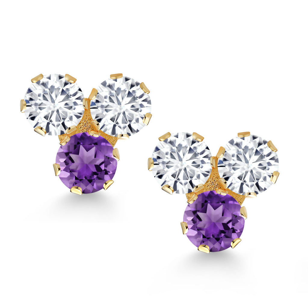 E - F and Purple_Earrings in 14K Yellow Gold