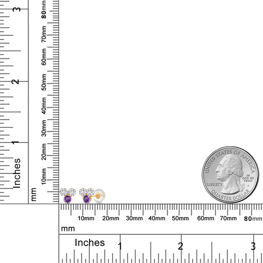 E - F and Purple_Earrings in 14K Yellow Gold