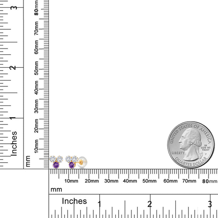E - F and Purple_Earrings in 14K Yellow Gold