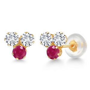 Ruby - July_Earrings in 14K Yellow Gold