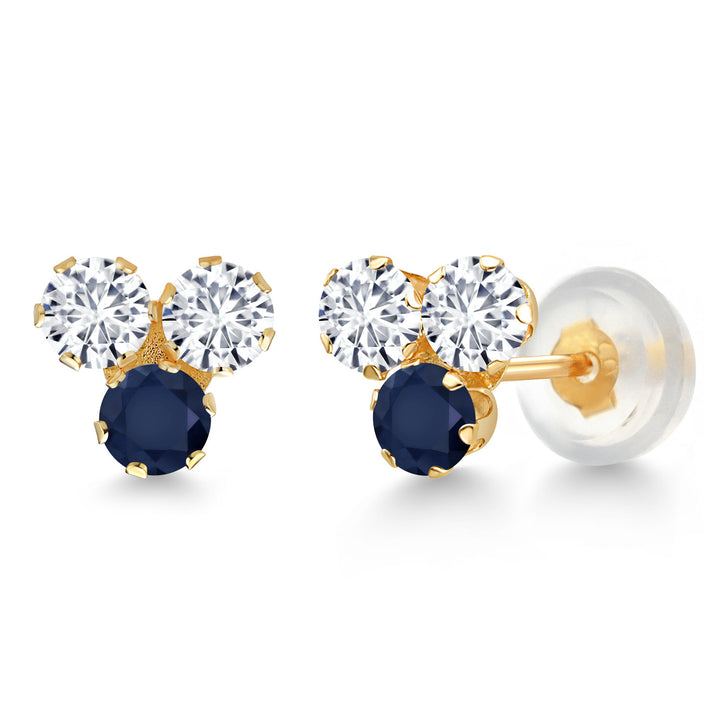 Blue Sapphire - September_Earrings in 14K Yellow Gold