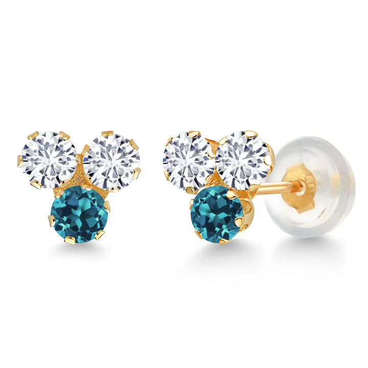 London Blue Topaz - November_Earrings in 14K Yellow Gold