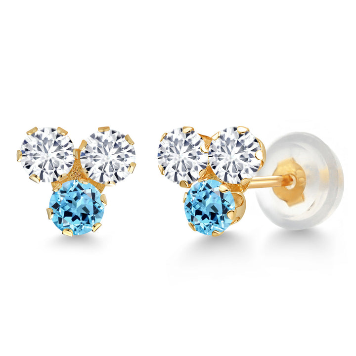 Swiss Blue Topaz - November_Earrings in 14K Yellow Gold