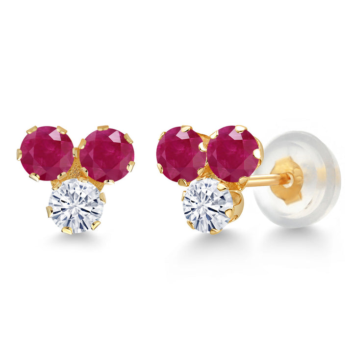 Ruby - July_Earrings in 14K Yellow Gold