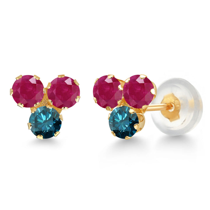 Ruby - July_Earrings in 14K Yellow Gold
